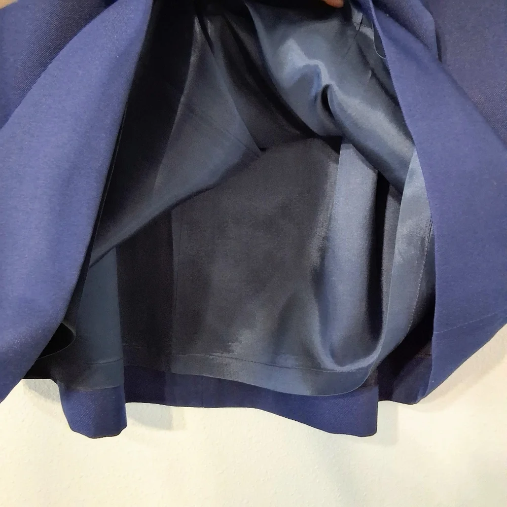 Vintage Givenchy Skirt Navy Blue A-line Midi Lined Zipper Button Closure Pockets - Picture 6 of 16